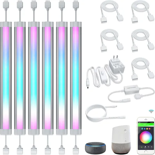 Vista 7 de Ligts LED inteligentes para debajo del gabinete, RGB multicolor, compatibles con Alexa, Google Home controlada por voz debajo de la encimera