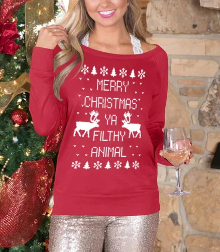 Vista 4 de Spadehill Sudadera de manga larga para mujer de Navidad