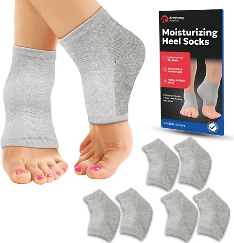 Vista 18 de Calcetines hidratantes para hombres y mujeres Tratamiento de talón agrietado con aloe vera Removedor de callos de talón hidratante Calcetines