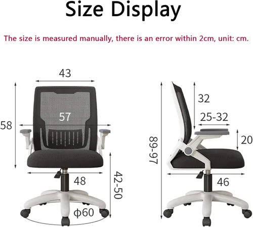 Vista 7 de Cómoda silla giratoria de oficina, silla de escritorio ergonómica, silla de computadora de malla, soporte lumbar, moderna silla giratoria ajustable