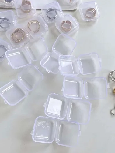 Vista 3 de 10pcs mini caja de almacenamiento de joyería transparente, multifuncional, portátil