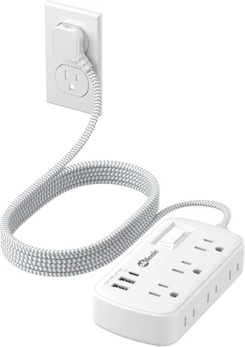 Vista 16 de Regleta de alimentación con protección contra sobretensiones PD de 20 W USB C, regleta de alimentación para viajes con 3 puertos USB (1 USB C) y 6