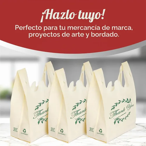 Vista 4 de Simply Cool Paquete de 300 bolsas reutilizables "Thank You" ecológicas para comestibles de 21.5 x 12.2 x 7.2 pulgadas, bolsas de compras duraderas