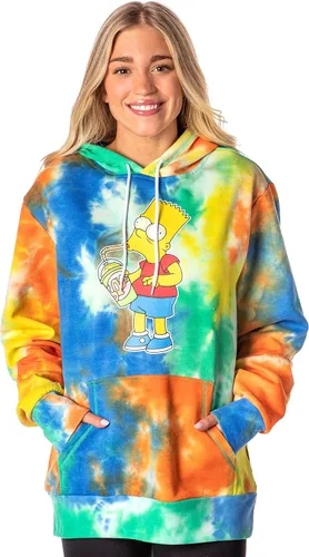 Vista 6 de Mad Engine The Simpsons Bart Squishee Brain Freeze Tie Dye - Sudadera con capucha para hombre, Multi colorido