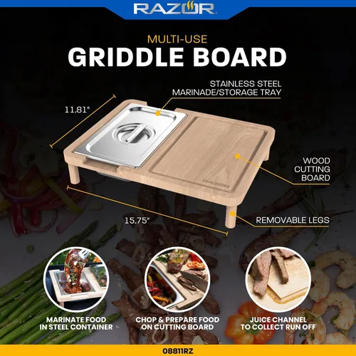 Vista 2 de RAZOR Tabla de cortar multiusos con almacenamiento de alimentos cubierto