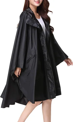 Vista 5 de Spmor Poncho de lluvia impermeable con capucha para adultos con cremallera