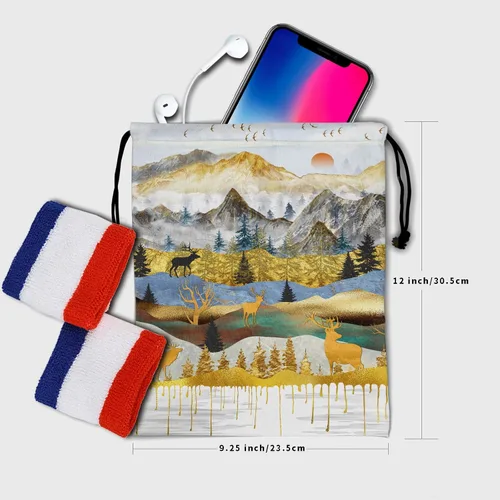 Vista 174 de Bolsa de agarre de gimnasia de piel de animal, bolsa de gimnasia con cordón ajustable, bolsa de cuerda para fauna silvestre, Mariposas Galaxy