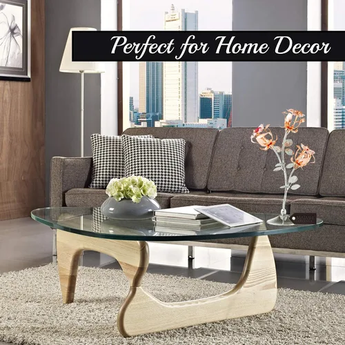 Vista 5 de Matashi Figura de flores de metal dorado rosa y cromo con cristales rojos y rosados, impresionante regalo de decoración de mesa rosa para el día