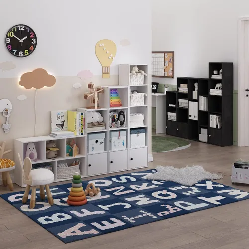 Vista 2 de Furinno Luder Estantería con armario de almacenamiento de 1 puerta, madera negra