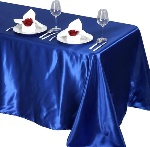 Vista 8 de BalsaCircle Mantel rectangular de satén beige de 90 x 132 pulgadas para mesa de boda, fiesta, recepción, eventos, cocina y comedor