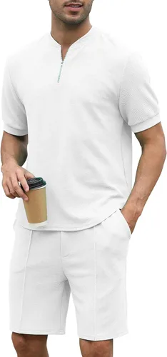 Vista 99 de FZNHQL Conjunto deportivo de moda para hombre, 2 piezas, casual, atlético, para correr, manga corta/larga, conjunto para hombre