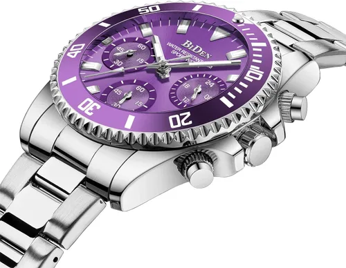 Vista 2 de FANMIS Reloj de pulsera para mujer, elegante, con bisel giratorio, cristal mineral, luminoso, de acero inoxidable, impermeable, fecha, analógico