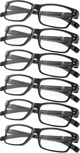 Vista 12 de Gafas de lectura, paquete de 5 bisagras de resorte para mujeres y hombres, incluye 3 negras 2 tortugas +0.00