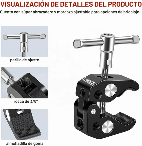 Vista 4 de Clip de micrófono con abrazadera de micrófono con tornillo de micrófono de 5/8 pulgadas, compatible con micrófono, soporte de micrófono y accesorios