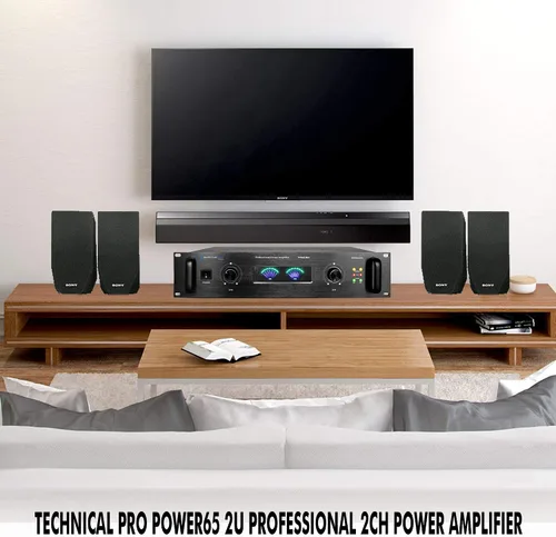 Vista 6 de Technical Pro Sistema de PA portátil profesional de 6000 vatios, amplificador de potencia estéreo digital de 2 canales con ventiladores de doble