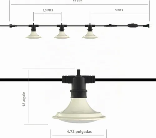 Vista 2 de Luces LED de Crecimiento para Exteriores, Luz de Crecimiento de Cadena Impermeable, Luces de Crecimiento de Plantas de Espectro Completo con Cable