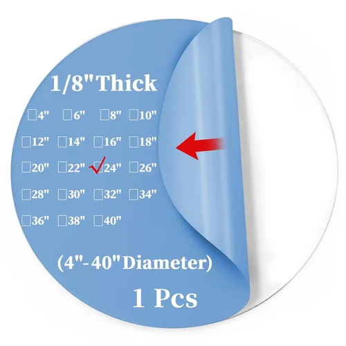 Vista 24 de iCAGY Hoja de Acrílico Redonda de 1/4 Pulgada de Grosor 4 Pulgadas de Diámetro Hojas de Plexiglás Transparentes Círculo Espacios en Blanco Disco