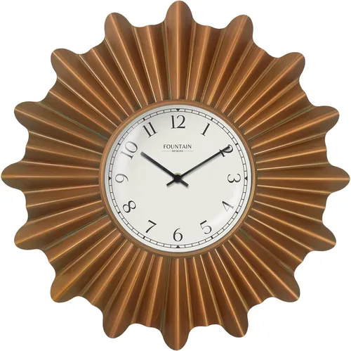 Vista 8 de Starburst Reloj de pared, silencioso, sin ticks, reloj de metal, estilo moderno (cobre antiguo, 12 pulgadas) Silent Non Ticking, Domed Glass Lens