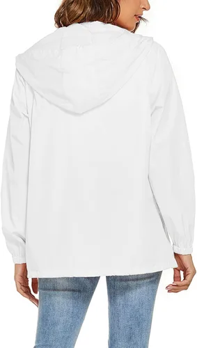Vista 5 de Avoogue Chaqueta impermeable para mujer, ligera, transpirable, con capucha, rompevientos activos con bolsillo