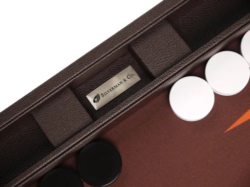 Vista 5 de Juego de Backgammon Premium de 19 pulgadas - Tablero marrón oscuro