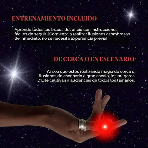 Vista 4 de D'lite Juego de trucos de iluminación de pulgar mágico, 2 dedos mágicos originales increíbles y ultra brillantes, trucos de magia de primer plano