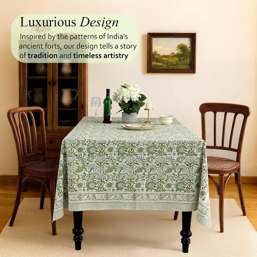 Vista 4 de CPC - Mantel rectangular 100% algodón con estampado de ágata verde, 54 x 54 Mantel decorativo hecho a mano lavable y reutilizable para mesa