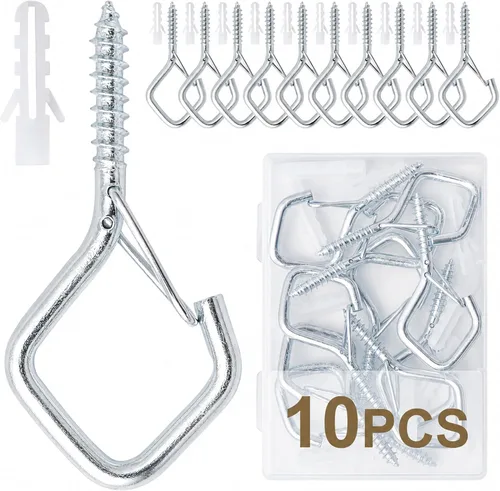 Vista 10 de CADONO 30 PCS Ganchos Colgantes de Copa con Tornillo con Hebilla de Seguridad, Ganchos de Tornillo a Prueba de Viento Perfectos para Colgar Luces