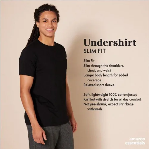 Vista 2 de Tienda Essentials Camisetas de cuello redondo para hombre, paquete de 6, básicos versátiles