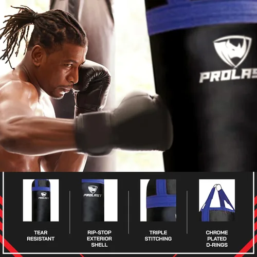 Vista 3 de Saco de boxeo pesado para adultos, boxeo, artes marciales, Muay Thai, equipo de entrenamiento de fuerza, relleno, 6 pies, 150 libras, correa