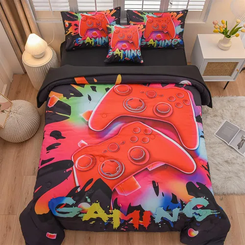 Vista 6 de Aimuan Gamer Gaming Juegos de Ropa de Cama Juegos de Edredón 3D Gamepad para Niños Consola de Juegos Botones de Acción Novedoso Controlador de Juego