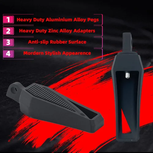 Vista 3 de FATECIM Estriberas Phantom para motocicleta con adaptadores de montaje macho ajustables y goma antideslizante universal para Harley Davidson Dyna