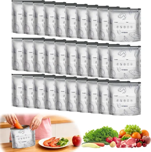 Vista 9 de 30 piezas de bolsas reutilizables de papel de aluminio sellables para almacenamiento, 2026 nuevas bolsas de pie sellables con etiqueta y cierre