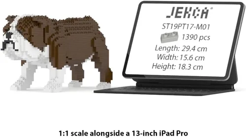 Vista 2 de JEKCA Bulldog inglés 01S-M01 Bloques de construcción de plástico para perros Edad 14+ Marrón
