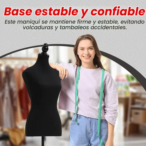 Vista 6 de Topmaster Maniquí: altura ajustable, estructura duradera de espuma y lona, base de madera, ancho de hombro compacto, ligero, versátil para ropa