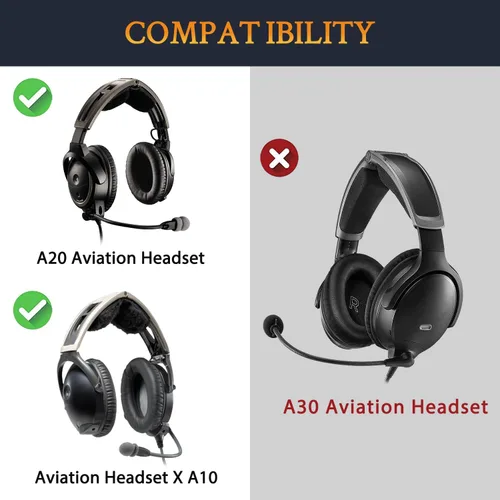 Vista 2 de SOULWIT Almohadillas de refrigeración para auriculares Bose Aviation X A10/A20, cojines con espuma de aislamiento de ruido de alta densidad - Negro