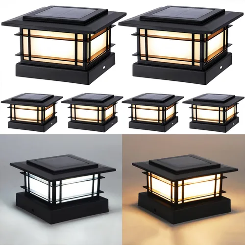 Vista 12 de Dynaming Luces solares de 4 x 4 para exteriores con 2 modos de color, luces solares para poste de valla, carcasa negra para postes de vinilo/madera