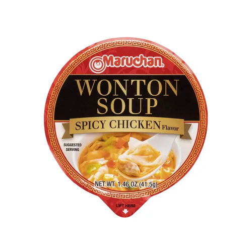 Vista 5 de Maruchan Wonton - Tazón para microondas con sabor a pollo picante y picante, paquete de 8