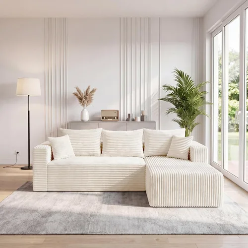 Vista 11 de Sofá modular deshuesado de 118 pulgadas con diván y otomano de pana de gran tamaño en forma de U, sofá de nube para asiento profundo para sala