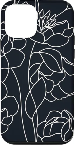 Vista 16 de iPhone 16 linda peonía rosa flor estética dibujo abstracto línea arte caso