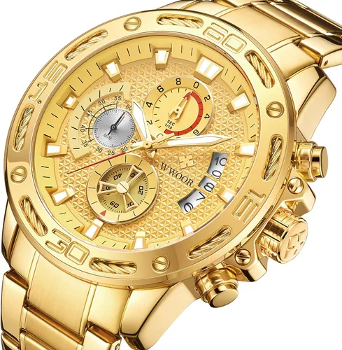 Vista 2 de Reloj cronógrafo de cuarzo de lujo para hombre acero inoxidable y metal resistente al agua informal con fecha