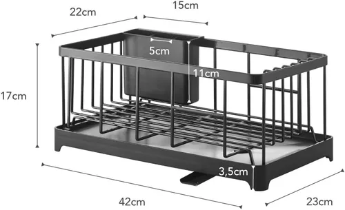 Vista 8 de YAMAZAKI home 2876 Escurridor de platos de alambre de acero aleado, tamaño único, negro