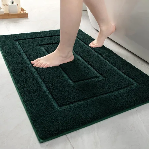 Vista 48 de HOMORE Alfombra de baño negra de 24 x 17 pulgadas, suave y absorbente, alfombra de baño pequeña, alfombra de baño lavable antideslizante para bañera
