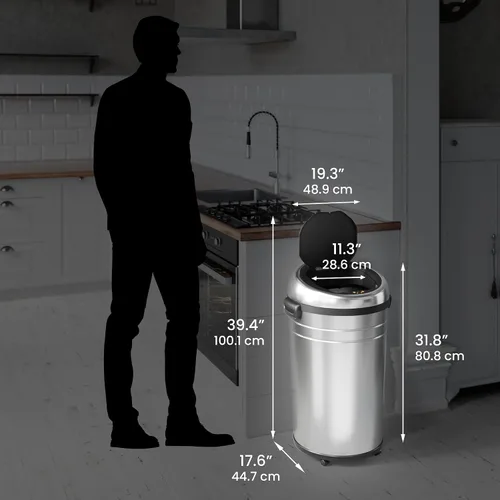Vista 6 de iTouchless Cubo de basura sin contacto de tamaño comercial de 23 galones con sistema de control de olores AbsorbX, acero inoxidable, cubo de basura