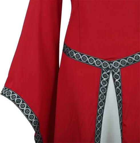 Vista 5 de Lehauya Disfraz renacentista para mujer, vestido irlandés medieval, vestido retro victoriano, vestido largo para cosplay