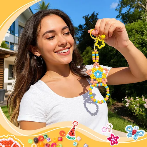 Vista 9 de 3600 cuentas de poni a granel, 24 colores surtidos, cuentas de plástico arcoíris para trenzar el cabello, pulseras de amistad, manualidades