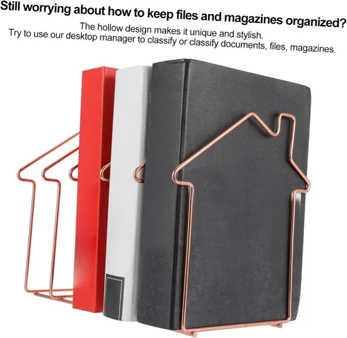 Vista 3 de TEHAUX Organizador de archivos de hierro de sección para oficina en casa, clasificador de archivos de escritorio, diseño creativo para una fácil