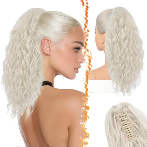 Vista 20 de BARSDAR Extensión de Cola de Caballo Marrón - Extensiones de Cola de Caballo con Pinza de 18 Pulgadas para Mujeres - Extensiones de Cabello Mezcla