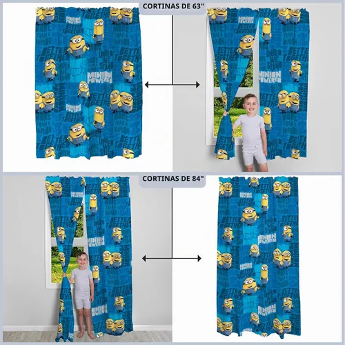 Vista 5 de Franco - Juego de cortinas para la habitación de los niños, 82 x 63 pulgadas, Minions de Mi Villano Favorito Despicable Me Minions