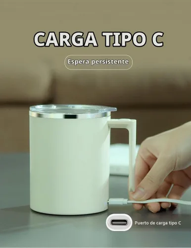Vista 6 de Taza autoagitante, taza de café autoagitante, adecuada para café, leche, cacao y otras bebidas (Blanco)
