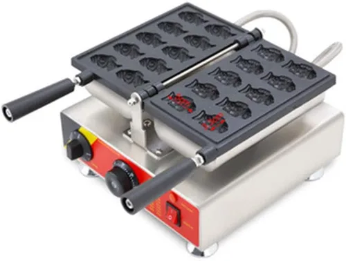 Vista 2 de Mini máquina para hacer conos de gofres de pescado, pequeña máquina Taiyaki, panadero, pescado japonés en forma de waffle, molde para hacer pasteles